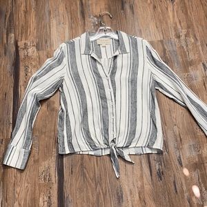 Cloth & Stone Button Up Stripes Blouse, Small